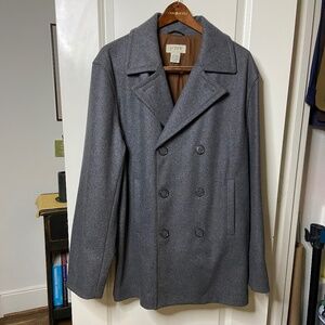 Vintage, Unworn J Crew Grey Wool Peacoat, Topcoat; Double-breasted; Men’s Large